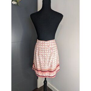 LOFT Pink and White‎ Boho Printed Skirt with Pleats and Pockets - 8